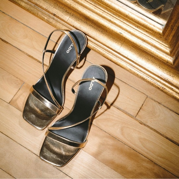 Gold strappy heels from Aldo, size 9.
